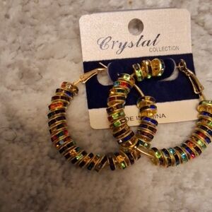 Gold and Multicolor Hoop Earrings